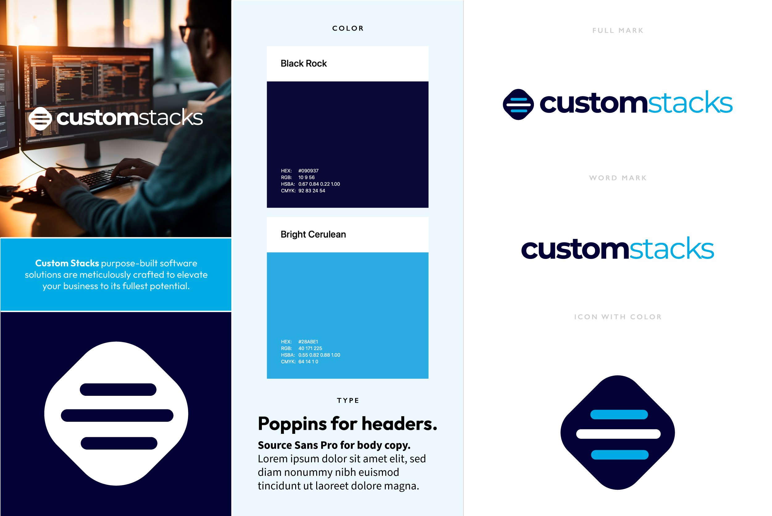 Custom Stacks brand board — colors and fonts